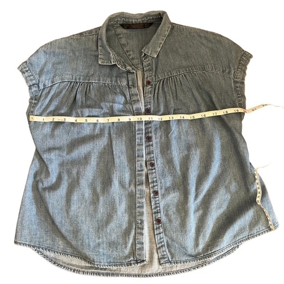 ZARA Trafaluc Women Jeans Blue Spring Short Sleeve Blouse (Size XS) - Picture 6 of 6